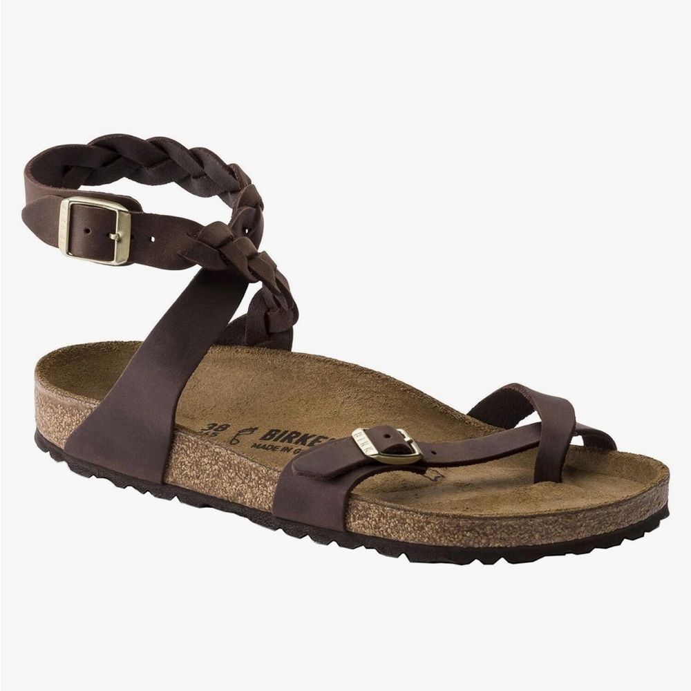 Birkenstock Womens Yara Braid Sandal, Habana Oiled Leather, Size 39 9 VGUC